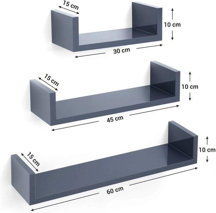 Estilo Flotante: Set de 3 Repisas en U